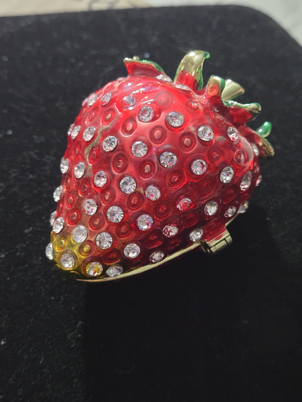 Red Crystal Strawberry Trinket Box Jewelry Holder